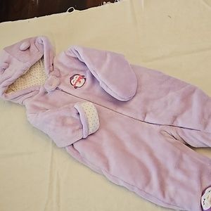 3-6 month purple penguin snow suit